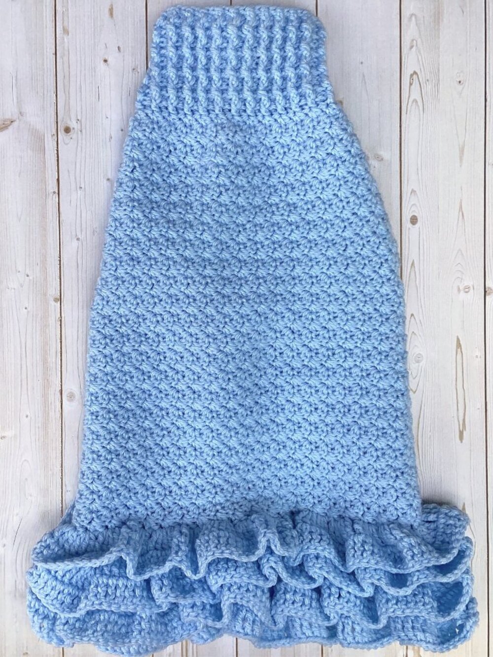 Handmade Crocheted Ruffle Dog Dress (Size Medium)